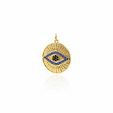 Round Evil Eye Necklace Pendant,Micro Pave Cubic Eye Charm,Minimalist Jewelry Gift 20x22mm