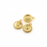 Gold Lucky Star Charm,Round Coin Star Pendant for Personalized Jewelry Making 15x17mm