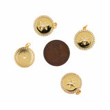 Gold Lucky Star Charm,Round Coin Star Pendant for Personalized Jewelry Making 15x17mm