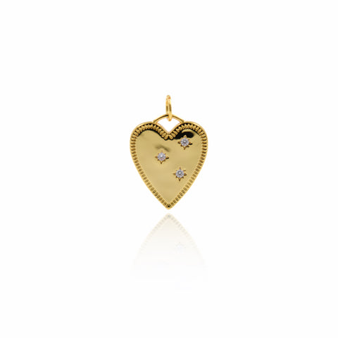 Shiny Gold Heart Charm,DIY Minimalist Bracelet/Necklace Componter,Jewelry Findings 14x18mm