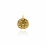 Round Lucky Symbol Charm,Shiny Gold Sun Necklace Pendant,Minimalist Jewelry Findings 18x20mm
