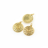 Round Lucky Symbol Charm,Shiny Gold Sun Necklace Pendant,Minimalist Jewelry Findings 18x20mm