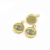 Round Evil Eye Necklace Pendant,Gold Filled Good Luck Eye Charms,DIY Jewelry Findings 18x21mm