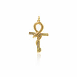 Gold Gothic Cross Pendant,Snake Cross Christian Charm,Religion Jewelry Accessories 21x34mm