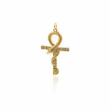 Gold Gothic Cross Pendant,Snake Cross Christian Charm,Religion Jewelry Accessories 21x34mm