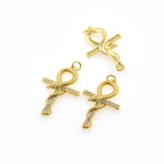 Gold Gothic Cross Pendant,Snake Cross Christian Charm,Religion Jewelry Accessories 21x34mm