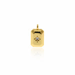 Gold Rectangle Pendant,Lucky Star Layering Necklace Charms,DIY Minimalist Jewelry Making 9x15mm