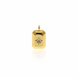 Gold Rectangle Pendant,Lucky Star Layering Necklace Charms,DIY Minimalist Jewelry Making 9x15mm
