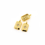 Gold Rectangle Pendant,Lucky Star Layering Necklace Charms,DIY Minimalist Jewelry Making 9x15mm