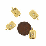 Gold Rectangle Pendant,Lucky Star Layering Necklace Charms,DIY Minimalist Jewelry Making 9x15mm