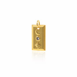 Gold Rectangle Moon Star Pendant,Cubic CZ Square Charms for DIY Bracelet/Necklace Component 12x22mm