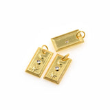 Gold Rectangle Moon Star Pendant,Cubic CZ Square Charms for DIY Bracelet/Necklace Component 12x22mm