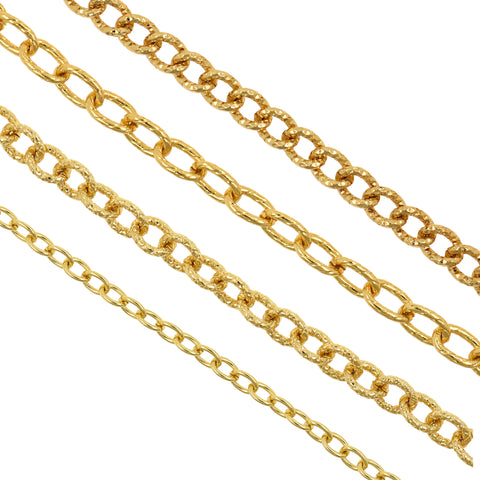 Textured Oval Link Chains,Gold Cable Chain Connectors for Jewelry Making