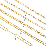 Gold Plated Long Oval Link Chain,Brass Paper Clip Chain Jewelry Making Supplies