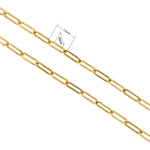 Gold Plated Long Oval Link Chain,Brass Paper Clip Chain Jewelry Making Supplies