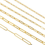 Gold Plated Long Oval Link Chain,Brass Paper Clip Chain Jewelry Making Supplies