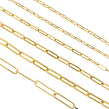 Gold Plated Long Oval Link Chain,Brass Paper Clip Chain Jewelry Making Supplies