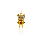 Shiny Micropavé Bear Pendant-DIY Jewelry Making Accessories   9x16mm