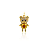 Shiny Micropavé Bear Pendant-DIY Jewelry Making Accessories   9x16mm