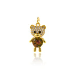Shiny Micropavé Bear Pendant-DIY Jewelry Making Accessories   9x16mm