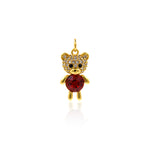 Shiny Micropavé Bear Pendant-DIY Jewelry Making Accessories   9x16mm