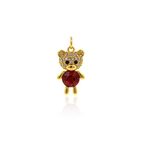 Shiny Micropavé Bear Pendant-DIY Jewelry Making Accessories   9x16mm