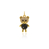 Shiny Micropavé Bear Pendant-DIY Jewelry Making Accessories   9x16mm