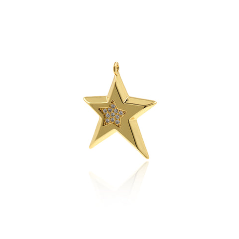 Lucky Star Necklace Charms,Gold Plated Star Pendant Jewelry Accessories 20x27mm