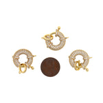 Gold Round Spring Clasp,Pave Cubic Sailor's Ring Buckle,Bracelet/Necklace Jewelry Findings 20x7mm