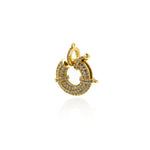 Gold Round Spring Clasp,Pave Cubic Sailor's Ring Buckle,Bracelet/Necklace Jewelry Findings 20x7mm