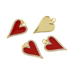Enamel Red Heart Pendant,Layering Necklace Charms,Personalized Jewelry Supplies 16x23mm