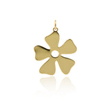 Gold Plated Five Petal Flower Charm Personalized Jewelry Supplies 23x27mm