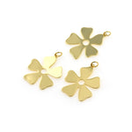 Gold Plated Five Petal Flower Charm Personalized Jewelry Supplies 23x27mm