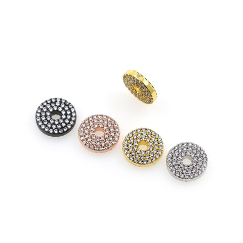 Shiny Micropavé Disc Spacer Beads-DIY Jewelry Making Accessories   11x2.3mm