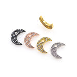 Shiny Micropavé Moon Pendant-DIY Jewelry Making Accessories  12x11x2.3mm