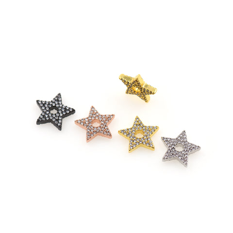 Shiny Micropavé Star Pendant-DIY Jewelry Making Accessories   13x12x3mm