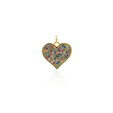 Colorful Heart Necklace Pendant DIY Jewelry Findings 18x17mm