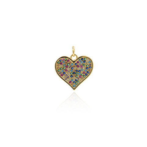 Colorful Heart Necklace Pendant DIY Jewelry Findings 18x17mm