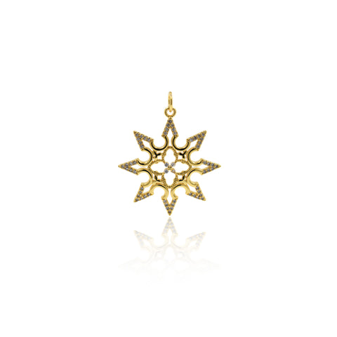 Gold Snowflake Pendant for DIY Jewelry Making Supplies 25x27mm
