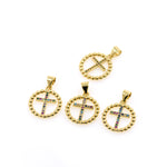 18K Gold Corss Pendant for DIY Jewelry Making Supplies 16x18mm