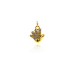 18K Gold Hand Gesture Pendant for Personalized Jewelry Making 9x11mm