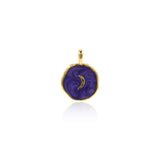 Purple Enamel Crescent Moon Charm DIY Handmade Supplies 13.5x18mm