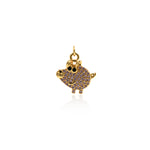 Shiny Micropavé Pig Pendant-DIY Jewelry Making Accessories   15x15mm