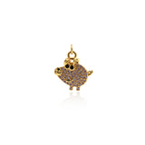 Shiny Micropavé Pig Pendant-DIY Jewelry Making Accessories   15x15mm