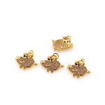 Shiny Micropavé Pig Pendant-DIY Jewelry Making Accessories   15x15mm