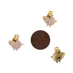 Shiny Micropavé Pig Pendant-DIY Jewelry Making Accessories   15x15mm
