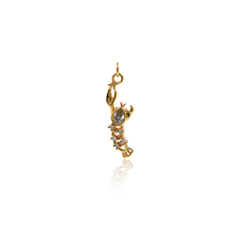 Shiny Crayfish Zircon Pendant-DIY Jewelry Making Accessories   7x22mm