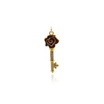 Shiny Rose Shape Key Pendant-DIY Jewelry Making Accessories   9x27mm