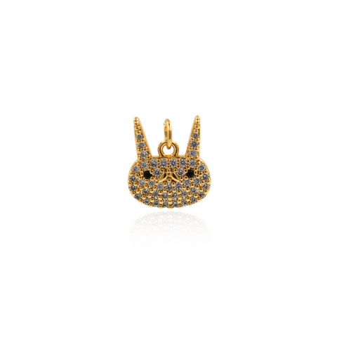 Shiny Micropavé Rabbit Pendant-DIY Jewelry Making Accessories  11x12mm