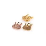Shiny Micropavé Rabbit Pendant-DIY Jewelry Making Accessories  11x12mm